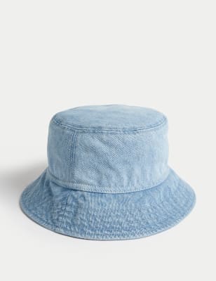 

Womens M&S Collection Pure Cotton Bucket Hat - Denim, Denim