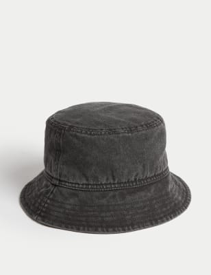 

Womens M&S Collection Pure Cotton Bucket Hat - Black, Black