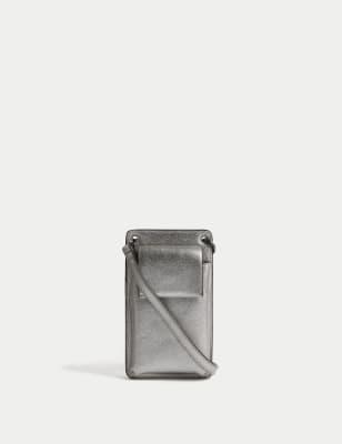 

Womens M&S Collection Leather Phone Bag - Metallic, Metallic