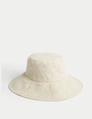 

M&S Collection Gorro de pescador de ala ancha con linoWomens - Natural, Natural