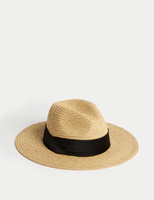 

Womens M&S Collection Straw Fedora Hat - Natural, Natural