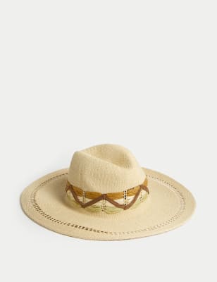 

Womens M&S Collection Straw Fedora Hat - Natural, Natural