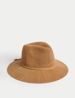 

Womens M&S Collection Cotton Rich Packable Fedora Hat - Biscuit, Biscuit