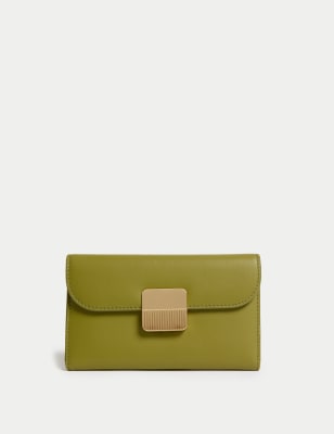 

Womens M&S Collection Large Leather Foldover Purse - Green, Green