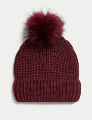 

Womens M&S Collection Pom Pom Beanie - Burgundy, Burgundy