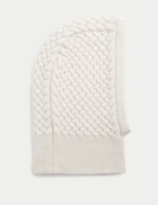 

Womens M&S Collection Knitted Cable Balaclava Hat - Cream, Cream