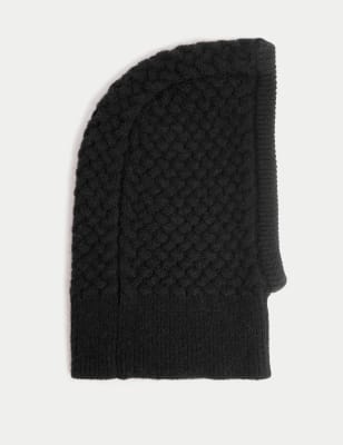 

Womens M&S Collection Knitted Cable Balaclava Hat - Black, Black