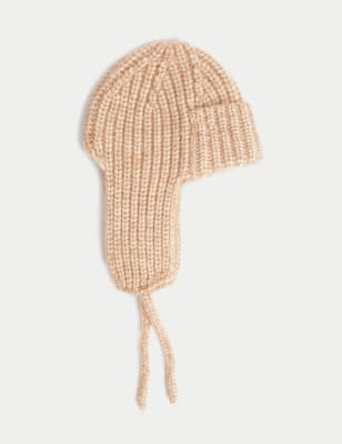 

Womens M&S Collection Knitted Trapper Hat with Wool - Natural, Natural