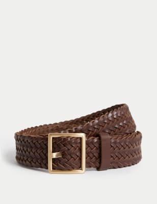 

Womens M&S Collection Leather Woven Jeans Belt - Chocolate, Chocolate