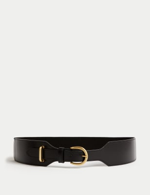 

Womens M&S Collection Leather Elastic Waist Belt - Black, Black