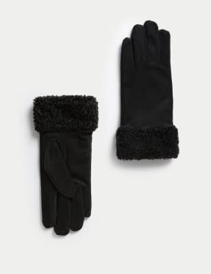 

Womens M&S Collection Faux Sheepskin Cuffed Gloves - Black, Black