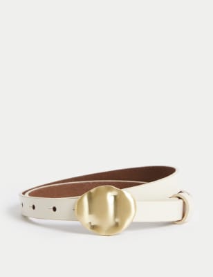 

Womens M&S Collection Leather Feature Buckle Jeans Belt - Cream, Cream