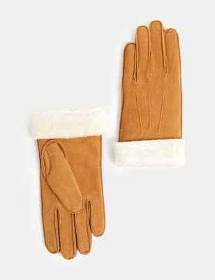 

Womens M&S Collection Leather Sheepskin Cuff Gloves - Natural, Natural