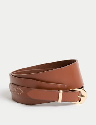 

Womens M&S Collection Leather Wide Waist Belt - Tan, Tan