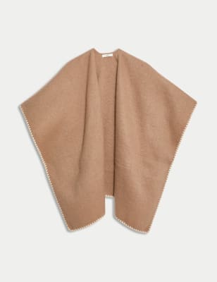 

Womens M&S Collection Brushed Whipstitch Poncho - Camel, Camel