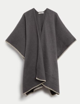 

Womens M&S Collection Brushed Whipstitch Poncho - Grey, Grey