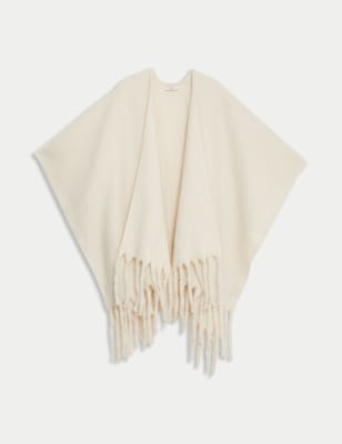 

Womens M&S Collection Brushed Fringed Poncho - Cream, Cream