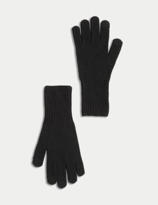 

Womens M&S Collection Knitted Touchscreen Gloves - Black, Black