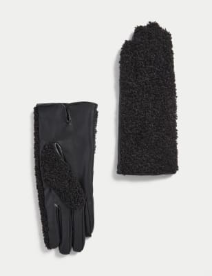 

Womens M&S Collection Borg Gloves - Black, Black