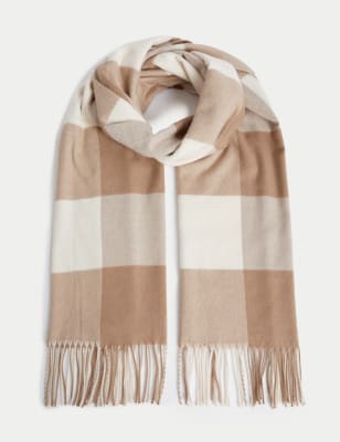 

Womens M&S Collection Checked Tassel Scarf - Natural Mix, Natural Mix