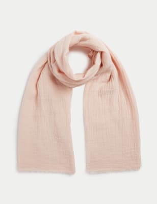 

Womens M&S Collection Linen Blend Textured Scarf - Pink, Pink