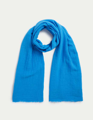 

Womens M&S Collection Linen Blend Textured Scarf - Blue, Blue