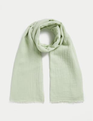 

Womens M&S Collection Linen Blend Textured Scarf - Green, Green