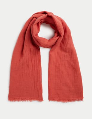 

Womens M&S Collection Linen Blend Textured Scarf - Sienna, Sienna