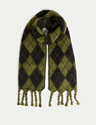 

Womens M&S Collection Brushed Scarf - Olive Mix, Olive Mix