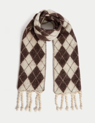 

Womens M&S Collection Brushed Scarf - Brown Mix, Brown Mix