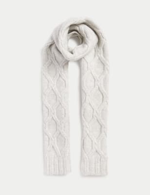 

Womens M&S Collection Cable Knit Scarf - Grey, Grey