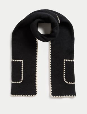 

Womens M&S Collection Whipstitch Scarf - Black Mix, Black Mix