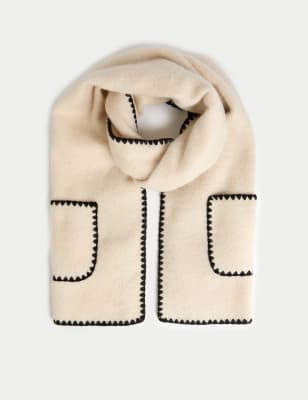 

Womens M&S Collection Whipstitch Scarf - White Mix, White Mix