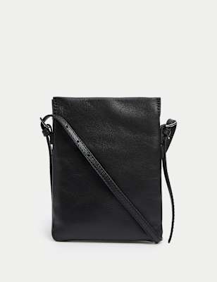 

Womens Autograph Leather Buckle Detail Cross Body Bag - Black, Black