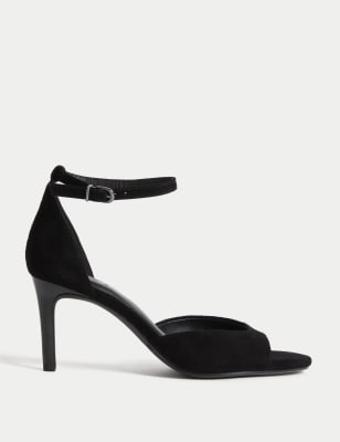 

Womens M&S Collection Suede Ankle Strap Stiletto Heel Sandals - Black, Black