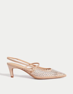 

Womens M&S Collection Sparkle Kitten Heel Slingback Shoes - Opaline Mix, Opaline Mix