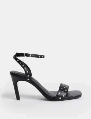 

Womens M&S Collection Studded Ankle Strap Stiletto Heel Sandals - Black, Black