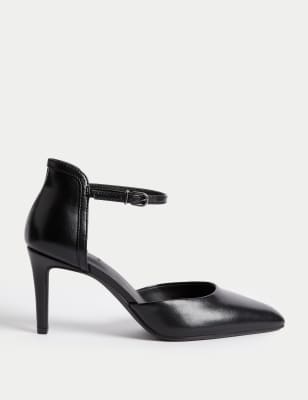 

Womens M&S Collection Wide Fit Ankle Strap Court Shoes - Black, Black