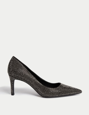 

Womens M&S Collection Sparkle Stiletto Heel Pointed Court Shoes - Pewter, Pewter