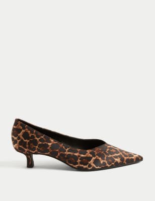 

Womens M&S Collection Animal Print Kitten Heel Pointed Court Shoes - Brown Mix, Brown Mix