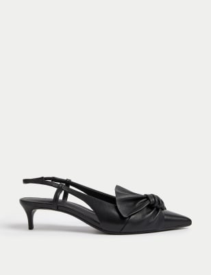 

Womens M&S Collection Leather Kitten Heel Slingback Sandals - Black, Black