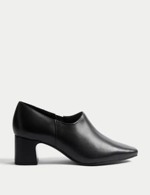 

M&S Collection Botas de piel con tacón en bloqueWomens - Black, Black