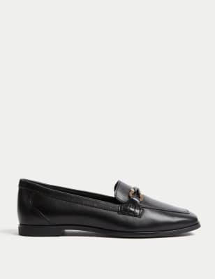 

Womens M&S Collection Leather Trim Flatform Square Toe Loafers - Black, Black