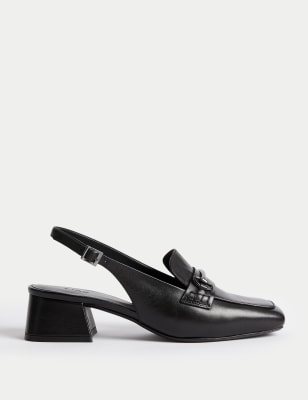 

Womens M&S Collection Patent Leather Block Heel Slingback Shoes - Black, Black