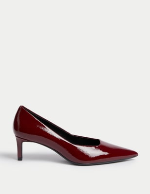 

Womens M&S Collection Wide Fit Leather Kitten Heel Court Shoes - Dark Red, Dark Red