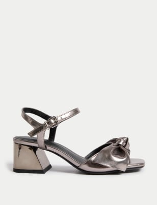 

Womens M&S Collection Wide Fit Metallic Ankle Strap Block Heel Sandals, Pewter