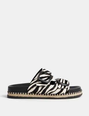 

Womens M&S Collection Animal Print Buckle Flatform Espadrilles - Black Mix, Black Mix