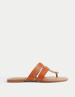 

Womens M&S Collection Studded Flat Flip Flops - Brick, Brick