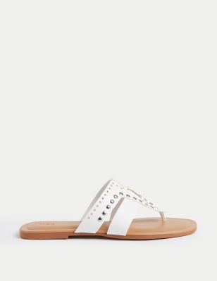 

M&S Collection Chanclas planas con tachuelasWomens - White, White