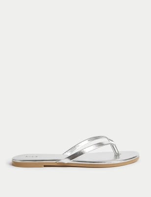 

Womens M&S Collection Flat Toe Thong Sandal - Silver, Silver